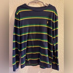Polo Ralph Lauren Navy Shirt with Green and Yellow Stripes